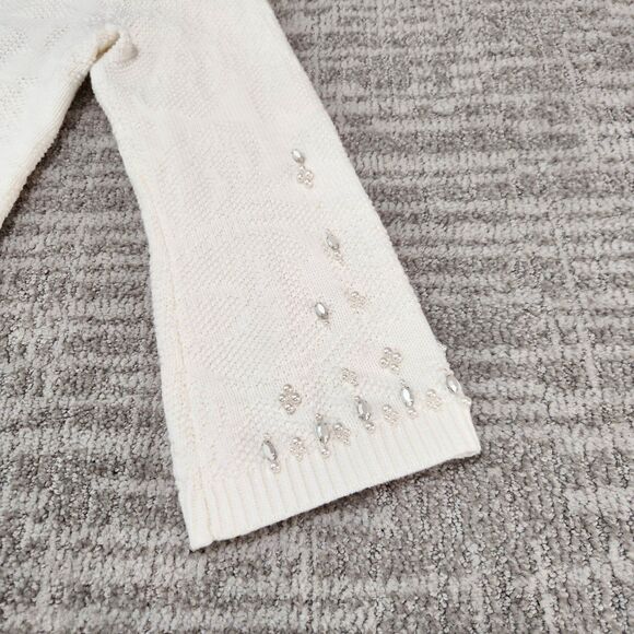 Chicos womens mock beaded sweater cream ivory size 2 or L - Picture 10 of 12